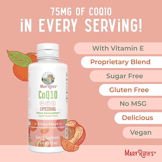 MaryRuth Organics Liquid Vitamin | Coenzyme Q10 Heart Health for Mitochondrial Support and Immune System | Vegan Non-GMO | 7.6 Fl Oz | 45 Servings