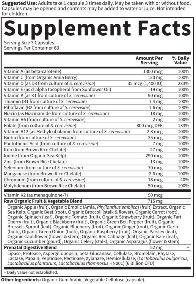 Garden Of Life Raw Vitamin Code Prenatal 180 Vegetarian Capsules