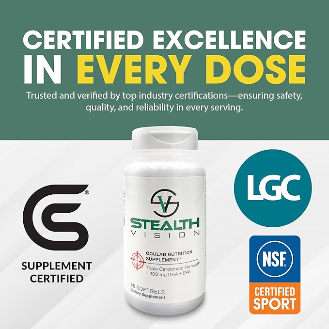 Stealth Vision Eye Vitamin Eye Supplement with Lutein Zeaxanthin and Meso-Zeaxanthin Non-GMO Eye Health Vitamins for Adults Vision Essentials for Complete Eye Support (90 softgels)