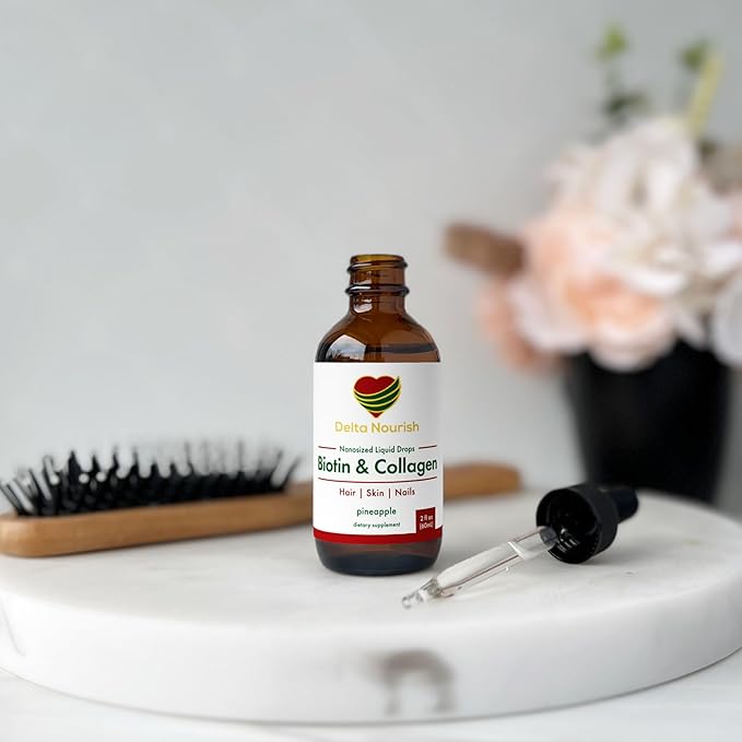 Biotin &amp Collagen Drops for Hair Skin &amp Nails - Liquid Supplement for Healthy Hair Growth Glowing Skin &amp Strong Nails - 2 oz