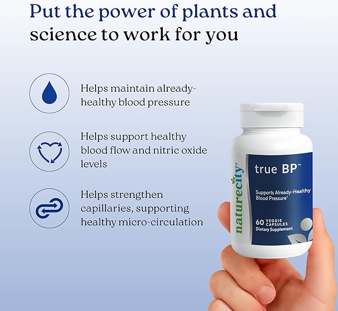 NatureCity True-BP | Supplements to Support Blood Flow for Heart Health | MegaNatural-BP 80mg 16% Oleuropein (60 Veggie Capsules) Non-GMO Gluten Free