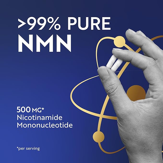NMN Supplement 500mg | 99% Pure | NAD+ Precursor for Cellular Energy Longevity Repair and Healthy Aging Support | Third-Party Tested &amp Non-GMO | Nicotinamide Mononucleotide | 60 NMN Capsules