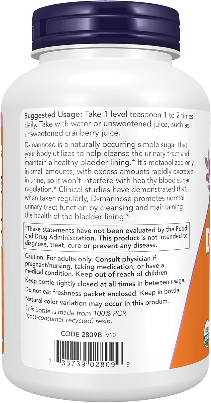NOW Foods Supplements D-Mannose Powder Non-GMO Project Verified Healthy Urinary Tract* 6-Ounce