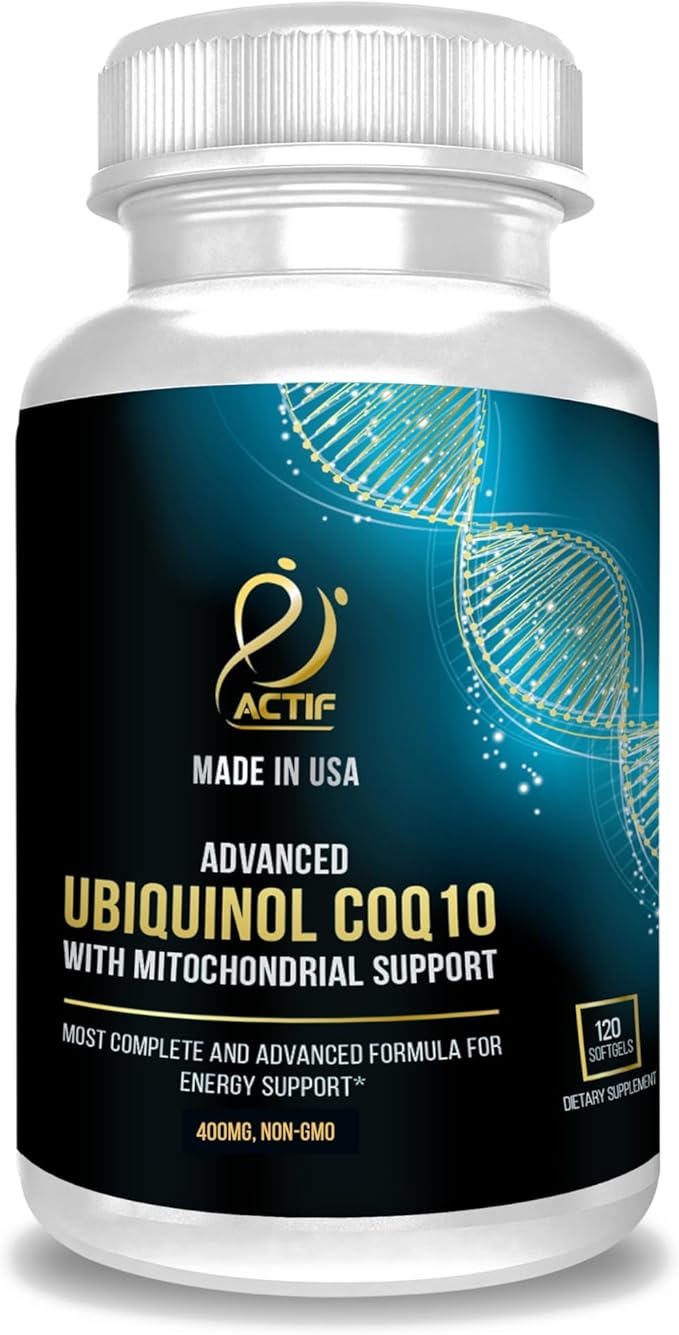 ACTIF Super Ubiquinol CoQ10 with Enhanced Mitochondrial Support Non-GMO Made in USA 200mg 120 Count