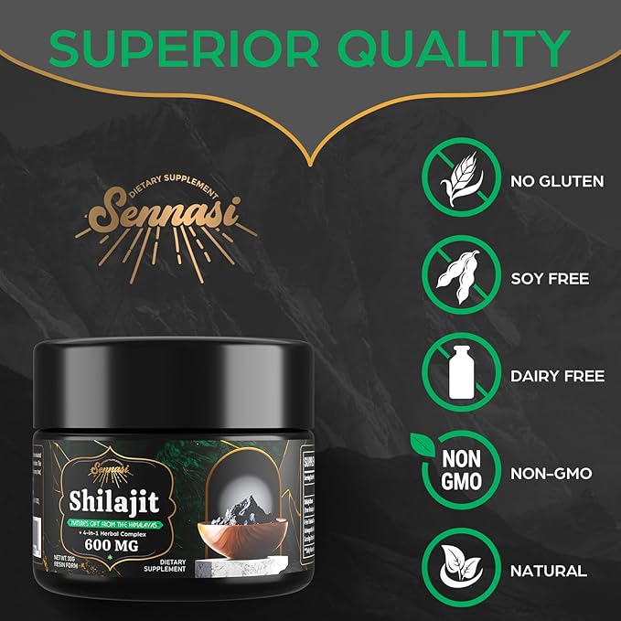 600 MG Shilajit Resin - Shilajit Supplement with Fulvic Acid &amp 85+ Trace Minerals for Energy Immunity Brain Power 30 Grams