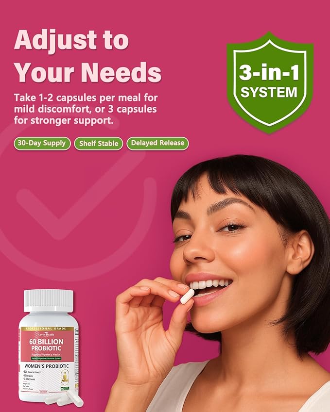 Probiotics and Prebiotics for Women pH Balance &amp Digestive Health - 60 Billion Vaginal Probiotic with Cranberry &amp D-Mannose for Gut Urinary Immune Health Vegan &amp Non-GMO | 270 Capsules