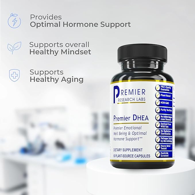 Premier Research Labs Premier DHEA - DHEA Supplement for Women &amp Men Pure DHEA 25mg Hormone Support for Healthy Aging Wild Yam DHEA Vegan Friendly - 60 Vegetarian Capsules