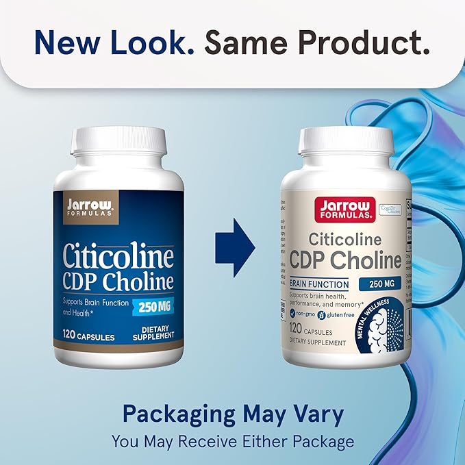 Jarrow Formulas Citicoline CDP 250 MG CDP Choline Supplements Support Brain Health Performance and Memory 120 Capsules Up to a 120 Day Supply