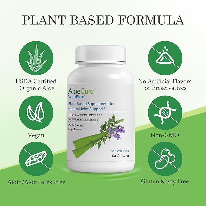 AloeCure Aloe Vera Capsules 2 Pack - VeraFlex 1btl Probiotcs+Enzymes 1btl