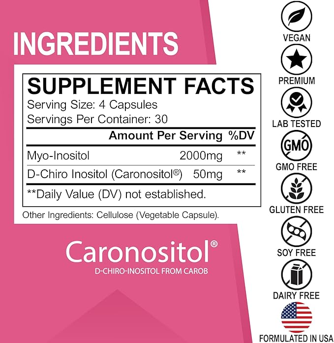 Thyroid Support &amp Myo-Inositol &amp D-Chiro Inositol Supplement Capsules - Natural Support for Metabolism Mood &amp Energy - 40:1 Ratio Hormone Balance for Women Menstrual Cycle Female Health
