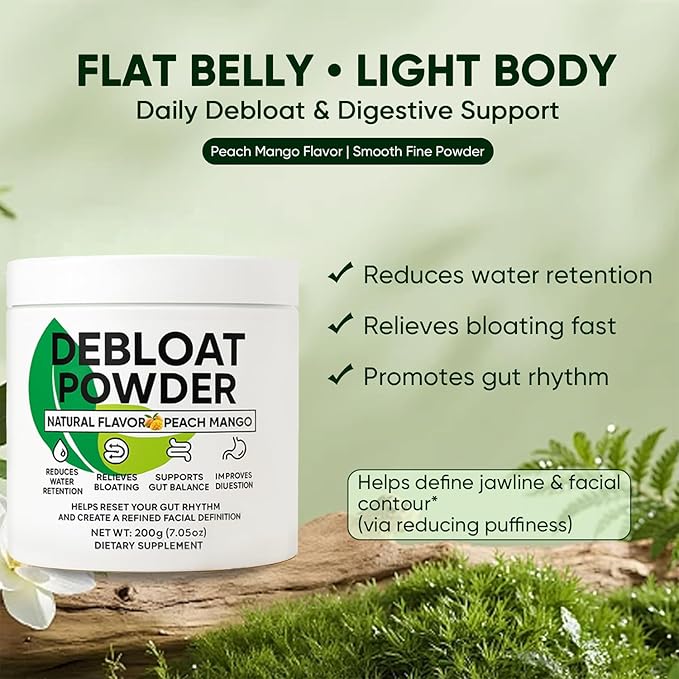 Debloat Powder Daily Digestion &amp Debloating Support Gut Balance &amp Water Retention Relief for Men &amp Women Peach Mango Flavor 200g / 7.05oz
