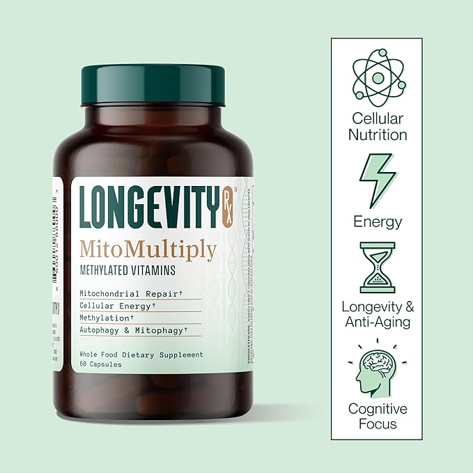 MitoMultiply – Mitochondrial Support with Glutathione SOD Catalase NADH Bacillus Subtilis – Boosts Cellular Energy Absorption Bioavailability – 60 Capsules