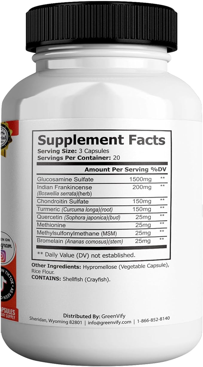 Avestril Ultra Joint Support Supplement Glucosamine Turmeric Chondroitin 60 Capsules (3)