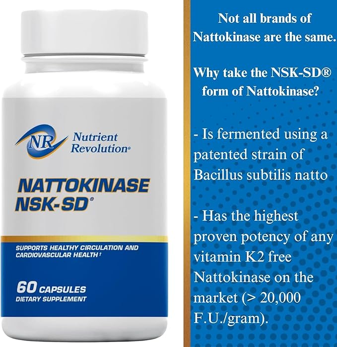 NSK-SD Nattokinase - Cardiovascular Support - High Potency Nattokinase Supplement - Optimizes Circulation Non-GMO Vegetarian JHFA &amp JNKA Recognized - 60 Ct