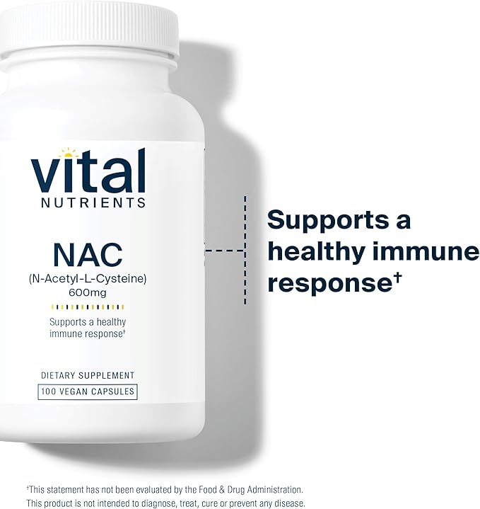 Vital Nutrients NAC 600mg - N-Acetyl Cysteine - Vegan NAC Supplement - Antioxidant for Sinus Liver Immune and Respiratory Health* - Gluten Dairy Soy Free - 100 Capsules