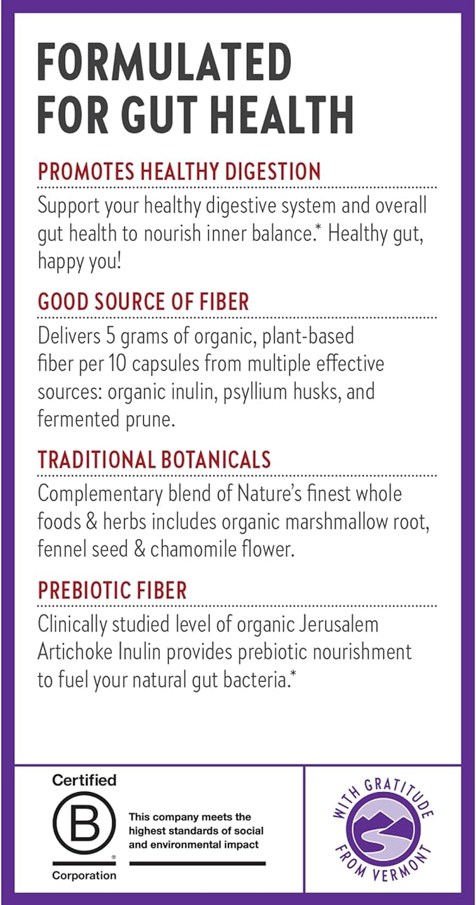 New Chapter All-Flora Multi-Fiber Supplement with Clinically Studied Prebiotic Inulin + Psyllium Husk for Digestion &amp Gut Health Good Source of Daily Fiber USDA Organic 100% Vegan 120 Count