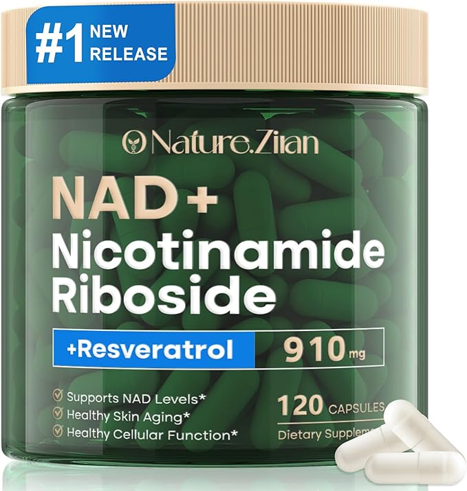NAD Supplement - NAD+ Nicotinamide Riboside 910 Mg Supplement for Women &amp Men Liposomal Nicotinamide Riboside with Resveratrol for Focus Boost - 120 Capsules (120 Count (Pack of 1))