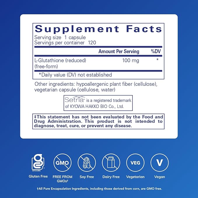 Pure Encapsulations Reduced Glutathione | Hypoallergenic Antioxidant Supplement to Support Liver and Cell Health* | 120 Capsules