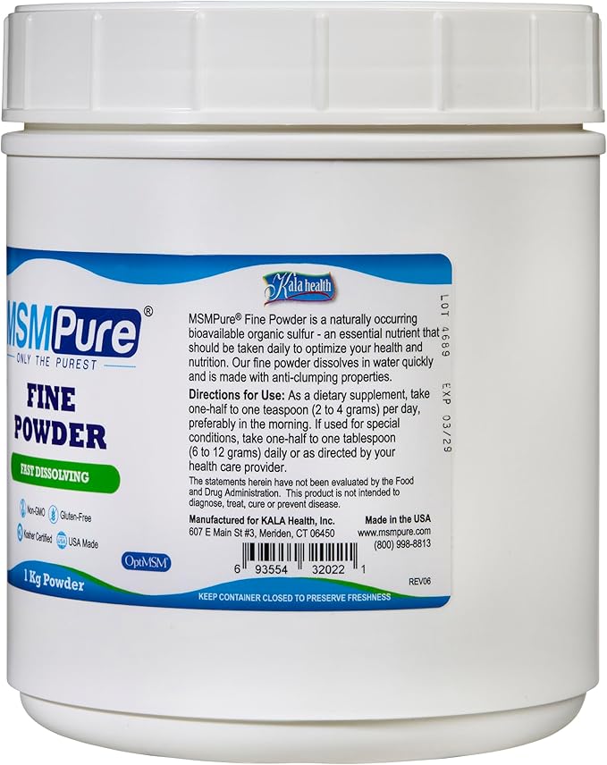 KALA HEALTH MSMPure MSM Fine Powder 2.2lb and MSM Gel with Organic Aloe 8oz Bundle