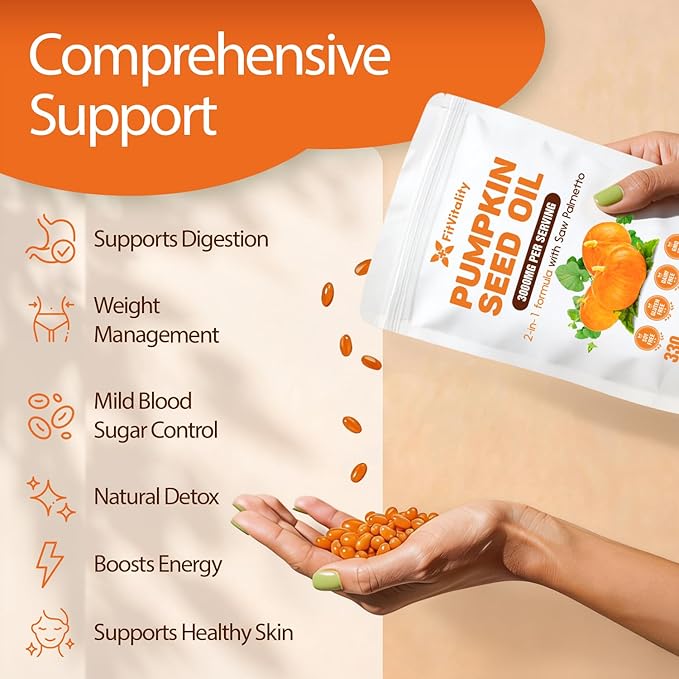 Pumpkin Seed Oil Softgels 330 Count Premium Herbal Supplement Cold-Pressed Vegan Non-GMO