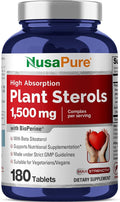 NusaPure Plant Sterols 1500 mg - 180 Tablets (Non-GMO Vegan) Beta Sitosterol Bioperine