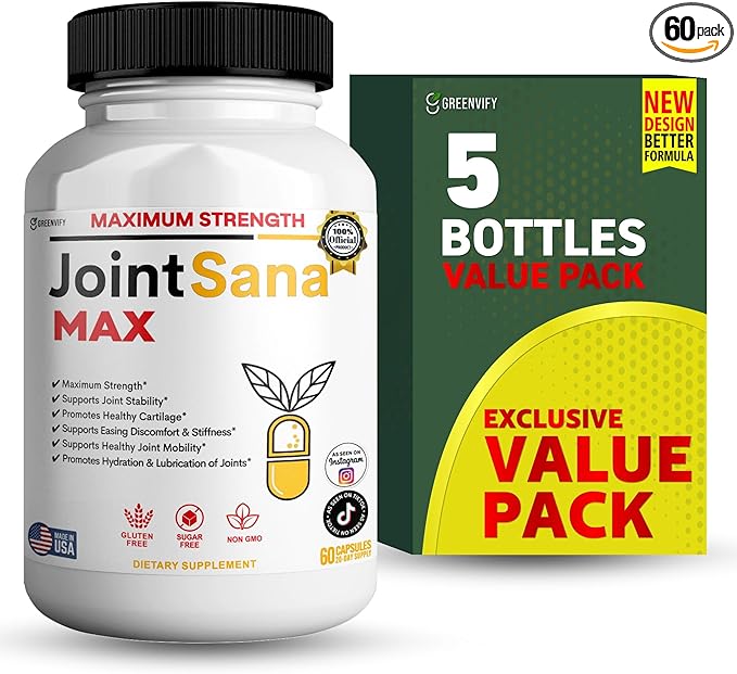 JointSana Max Maximum Strength Joint Support Supplement 60 Capsules with Glucosamine Chondroitin Turmeric Non-GMO Gluten Free (5)
