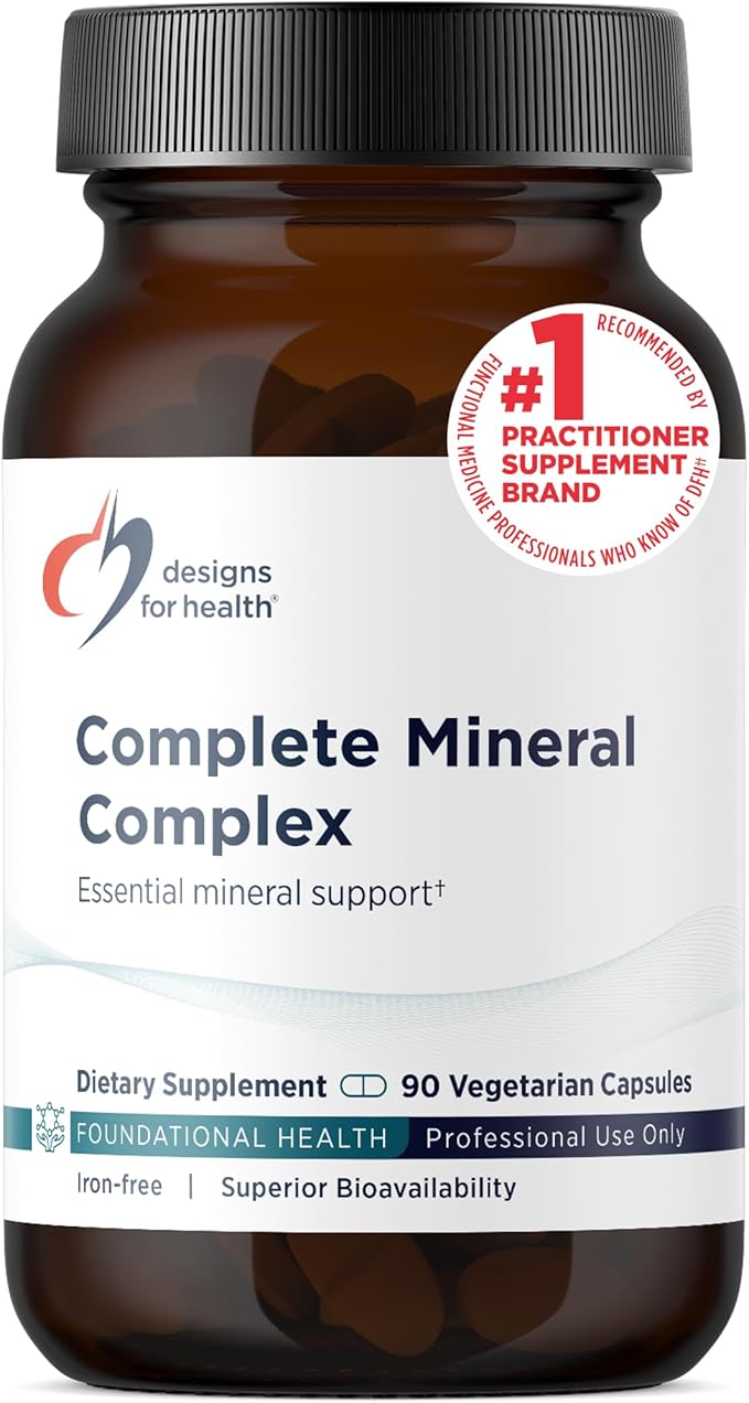 Designs for Health Complete Mineral Complex - Essential + Trace Minerals Supplement with Magnesium Malate Chromium Zinc + More - Iron-Free Multi Minerals Blend - Vegan + Gluten Free (90 Capsules)