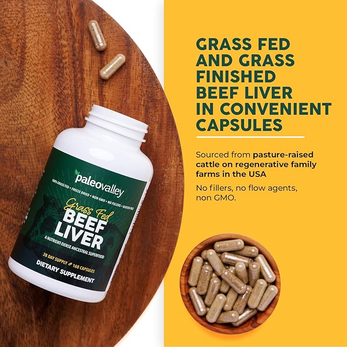 Paleovalley Grass Fed Beef Liver Capsules – Beef Organ Supplement for Men &amp Women 100% Pasture-Raised &amp Freeze-Dried Vitamin A &amp B Ancestral Superfood for Energy Immunity &amp Wellnes