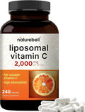 NatureBell Liposomal Vitamin C 2000mg Per Serving 240 Capsules | High Absorption Fat-Soluble Vitamins – Max Strength Antioxidant* Supplement – Non-GMO Gluten Free