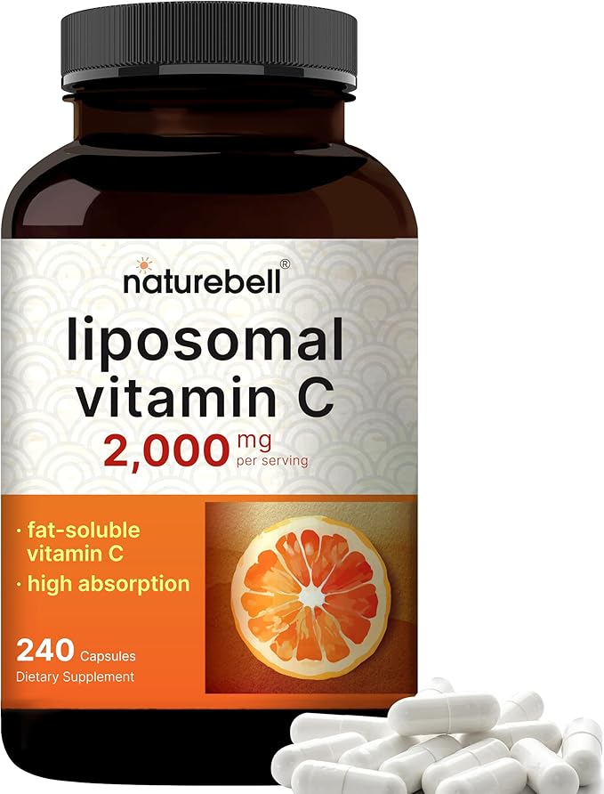 NatureBell Liposomal Vitamin C 2000mg Per Serving 240 Capsules | High Absorption Fat-Soluble Vitamins – Max Strength Antioxidant* Supplement – Non-GMO Gluten Free