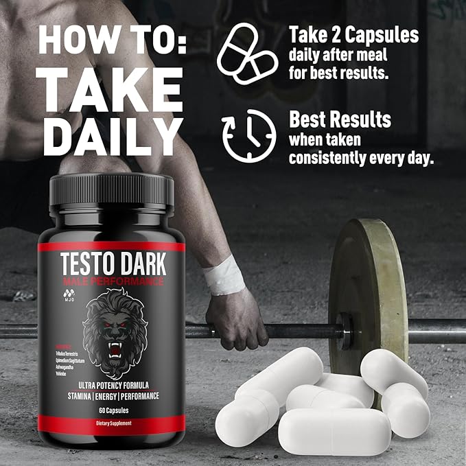 Testo Dark Capsules Official TestoDark Pills with All Natural Ingredients Testo Dark Advanced Overall Health &amp Wellness Vitamin Supplement Formula for Max Strength Multivitamin Support (60 Capsu