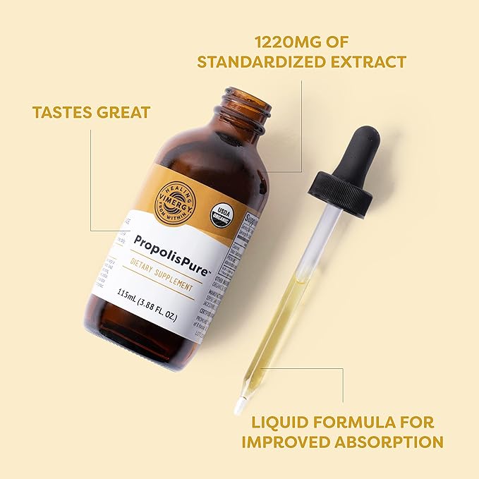 Vimergy PropolisPure® – Supports Immune and Respiratory Health* – Benefits Oral Health* – USDA Certified Organic Kosher Paleo-Friendly Gluten-Free – 115 mL (57 Servings)