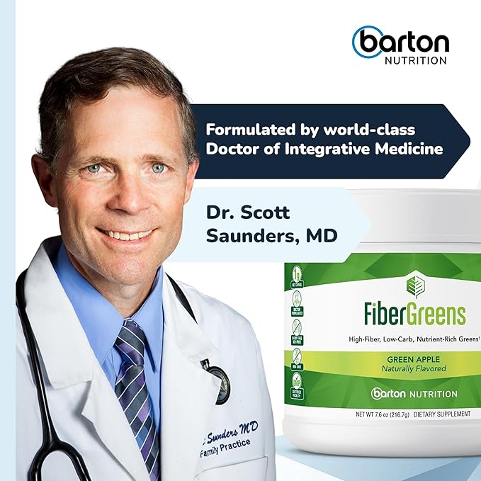Soluble Fiber Greens Powder with 30 Superfoods Probiotics &amp Prebiotic Fiber Supplement for Women &amp Men - Support Digestion Regulate Blood Sugar &amp Promote Daily Energy - Made in USA - 30