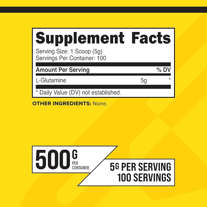 Primaforce L-Glutamine Powder 500 Grams (1.1 LBS) Unflavored - Pure L-Glutamine Powder 5g per Serving GMO-Free Gluten-Free 100 Servings