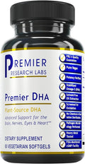 Premier Research Labs Premier DHA - Vegan DHA with Omega 3 Fatty Acids Algae Based DHA for Women &amp Men Natural DHA Supplement Suitable for Vegans- 60 Vegetarian Softgel Capsules