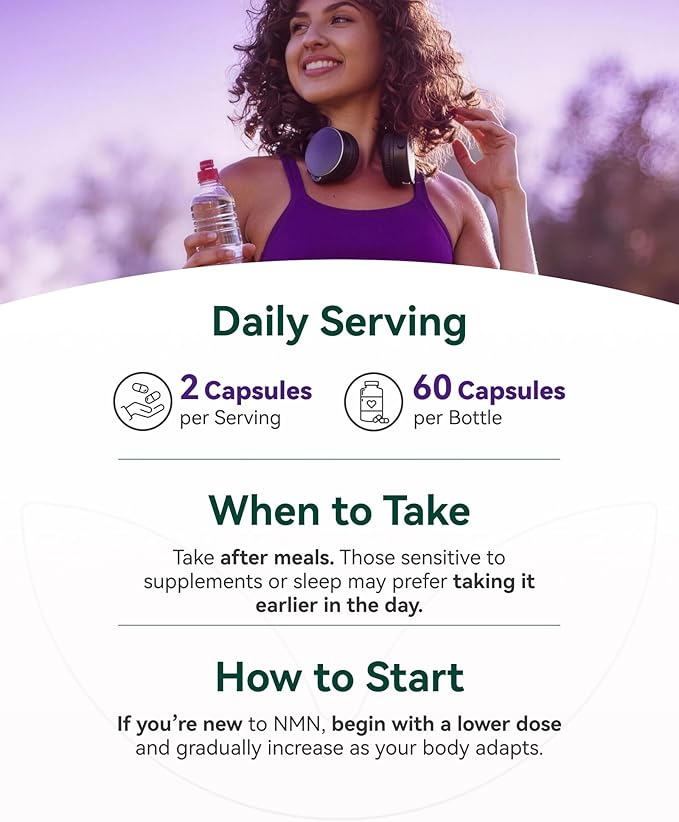 Inner Brightness NMN Supplement 500mg 99.9% High Purity Supports NAD+ Levels &amp Cellular Energy 5-in-1 Formula with Resveratrol &amp Astaxanthin Non-GMO Gluten-Free 60 Capsules