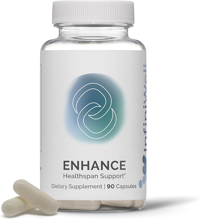 InfiniWell Enhance - Healthy Aging Longevity Supplement with Trimethylglycine (TMG)- Encourage Cellular Renewal &amp Mitochondrial Health - Help Promote Healthspan &amp Epigenetic Aging (90 Capsule