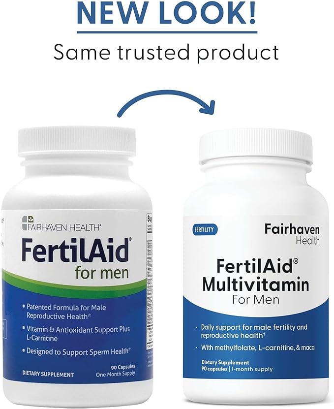 Fairhaven Health FertilAid for Men | Male Fertility Supplement for Count and Motility | Pre-Conception Support with L-Carnitine CoQ10 Maca and Zinc | 90 Capsules | 3 Month Supply