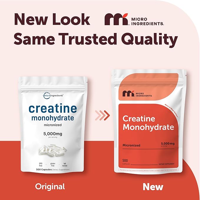 Creatine Monohydrate 5000mg 500 Capsules | Pure Creatine Pills – Micronized + Unflavored Powder Source Easy Absorption | Keto Non-GMO