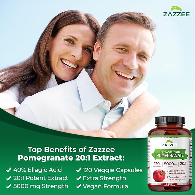 Zazzee Polyphenol Anti Aging Bundle | Antioxidant Rich 10:1 Blueberry Extract and Super Concentrated Pomegranate Extract Capsules | Non-GMO Vegan &amp ISO Lab Tested (120 Servings Each)