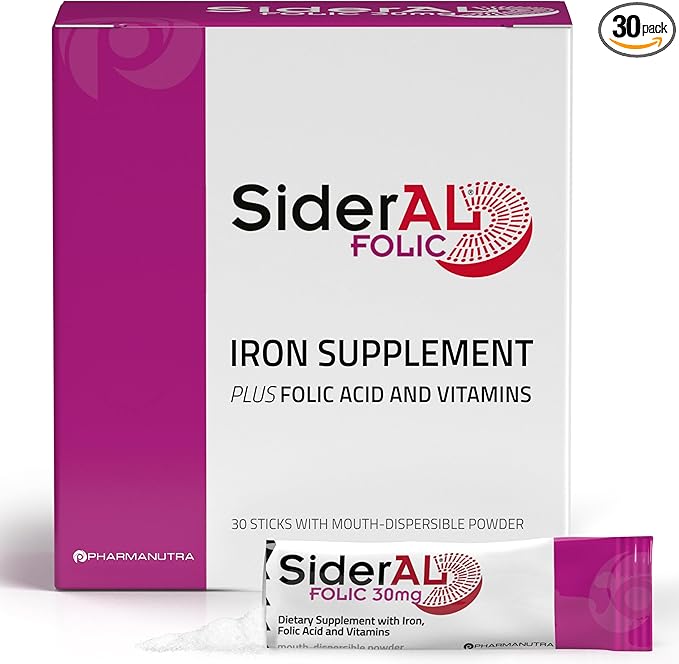 SiderAL Prenatal Vitamins for Women | Clinically Proven Iron Supplement for Women with Folic Acid Vitamin C D B6 &amp B12 | Trusted Multivitamin for Pregnancy &amp Energy Support | 30 Powder Sti