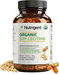 USDA Organic Soy Lecithin Supplement 800 mg High Absorption Liquid Organic Capsules Choline Lecithin Supplement for Brain &amp Liver Health Support Non-GMO Gluten Free 60 Count