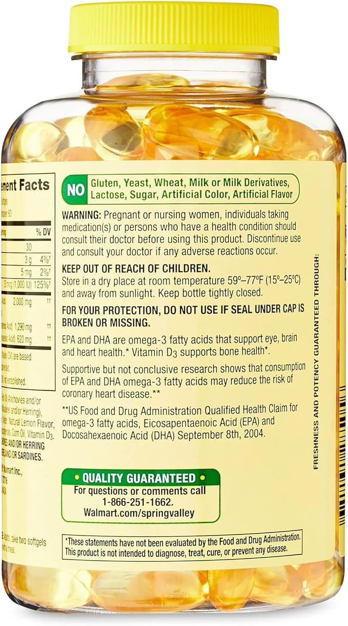 Convergence Maximum Care Omega-3 from Fish Oil Eye Brain Bone &amp Heart Health Dietary Supplement Softgels 2000 mg 120 Count