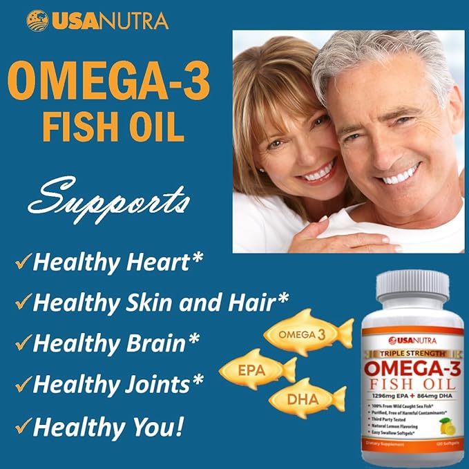 Omega 3 Fish Oil Supplement 3600mg with EPA and DHA for Women and Men Supports Joint Brain and Heart Health 120 Softgels 40 Day Supply