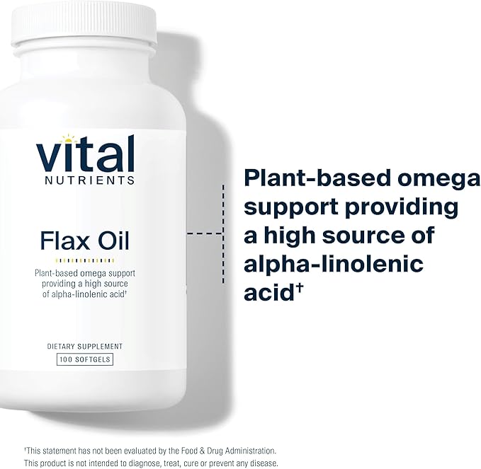 Vital Nutrients Flax Seed Oil 3000mg - Cold Pressed Flax Oil with high Concentration of ALA for Heart Health* - Gluten Dairy and Soy Free - Non-GMO - 100 Softgels