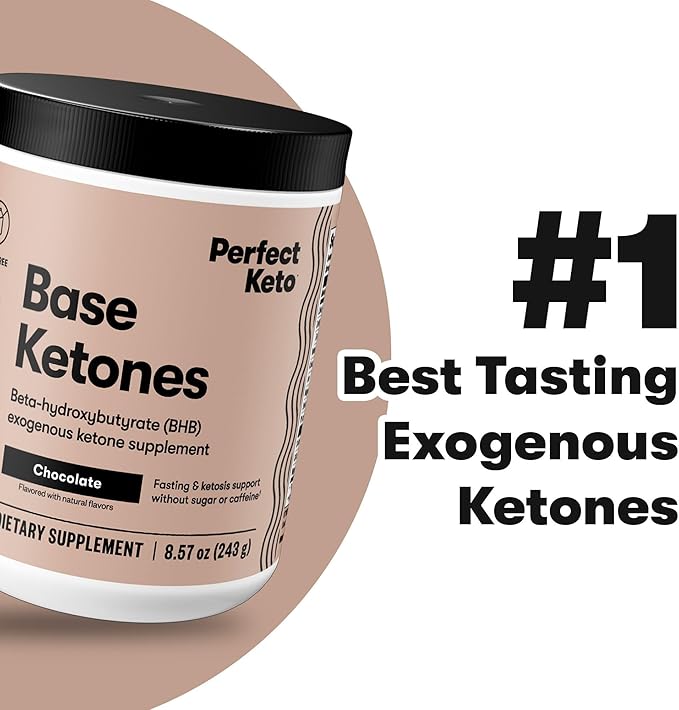 Perfect Keto Exogenous Ketones Powder BHB Salts for Ketosis &amp Fasting Support Electrolytes for Hydration Caffeine Free Energy Chocolate 8.57 oz