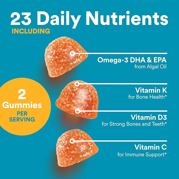 SmartyPants Teen Guy Multivitamin Gummies Omega 3 (DHA/EPA) Vitamin D3 C Vitamin B12 B6 A K &amp Zinc Folate Gluten Free Fruit Flavor 60 Count (30 Day Supply)