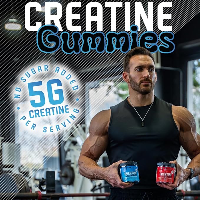 Creatine Monohydrate Gummies 5g Creatine per Serving Sugar-Free Creatine Supplement for Strength Lean Muscle &amp Cognitive Support Sour Blue Razz 120 Gummies