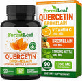 ForestLeaf Quercetin with Bromelain 1350mg - Blend with Vitamin C &amp Stinging Nettle Supplement Quercetin 500mg Capsules Non-GMO Gluten Free Natural Function 90 Veggie Caps