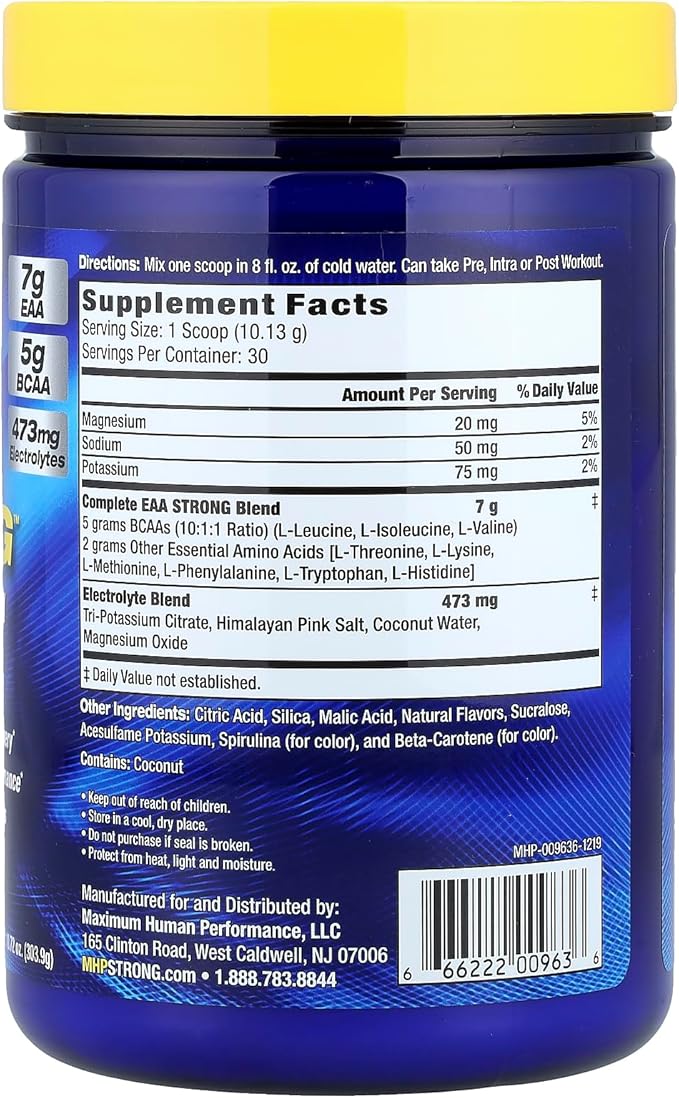 Maximum Human Performance Mhp Eaa Strong All 9 Essential Amino Acid Supplements Electrolytes Lemon Lime